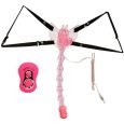 STRAP-ON COM VIBRADOR ANAL E VAGINAL BUTTERFLY ROSA | BAILE