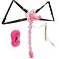 STRAP-ON COM VIBRADOR ANAL E VAGINAL BUTTERFLY ROSA | BAILE