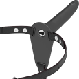 FETISH SUBMISSIVE SILICONE STRAP-ON VIBRATÓRIO PRETO 15CM