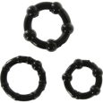 CONJUNTO DE SEVENCREATIONS DE TRÊS ANÉIS DE PÉNIS PRETO