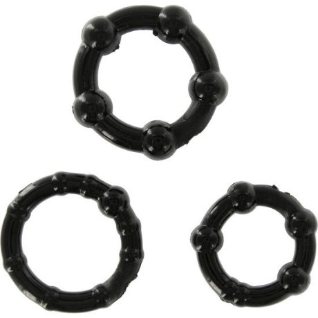 CONJUNTO DE SEVENCREATIONS DE TRÊS ANÉIS DE PÉNIS PRETO