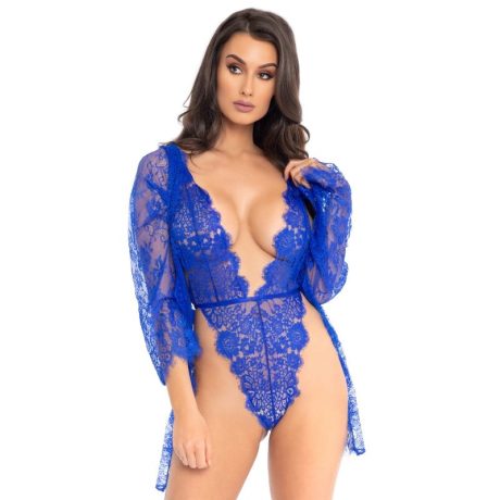 CONJUNTO TEDDY FLORAL AZUL M
