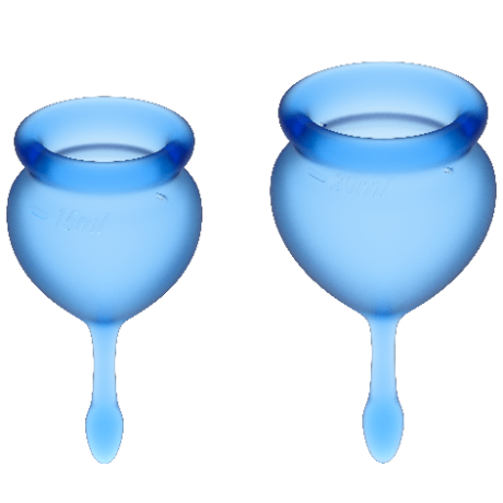 2 COPOS MENSTRUAIS FEEL GOOD AZUL ESCURO 15+20ML | SATISFYER
