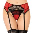 CINTO DE LIGAS E TANGA LACE PRETO/VERMELHO S/M
