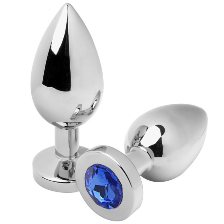 PLUG ANAL COM DIAMENTE AZUL M 7.6X3.3CM