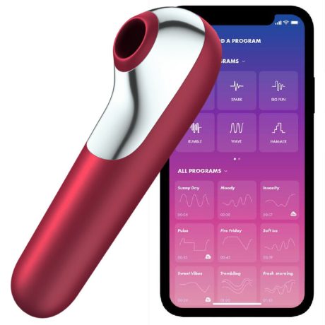 SATISFYER DUAL LOVE VIBRADOR E SUCIONADOR COM AR PULSADO VERMELHO