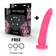 ARNÊS DELTA CLUB + DILDO ROSA SILICONE 17 X 3 CM