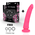 ARNÊS DELTA CLUB + DILDO ROSA DE SILICONE 20 X 4 CM