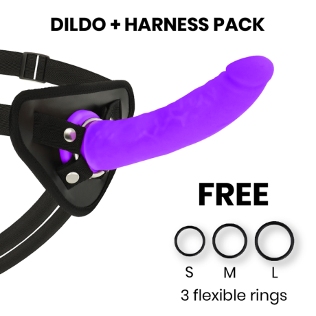 DELTA CLUB BRINQUEDOS ARNÊS + DILDO SILICONE ROXO 20 X 4 CM