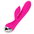 OHMAMA USB RECARREGÁVEL SILICONE VIBRADOR COELHO 10 VELOCIDADES 19 CM